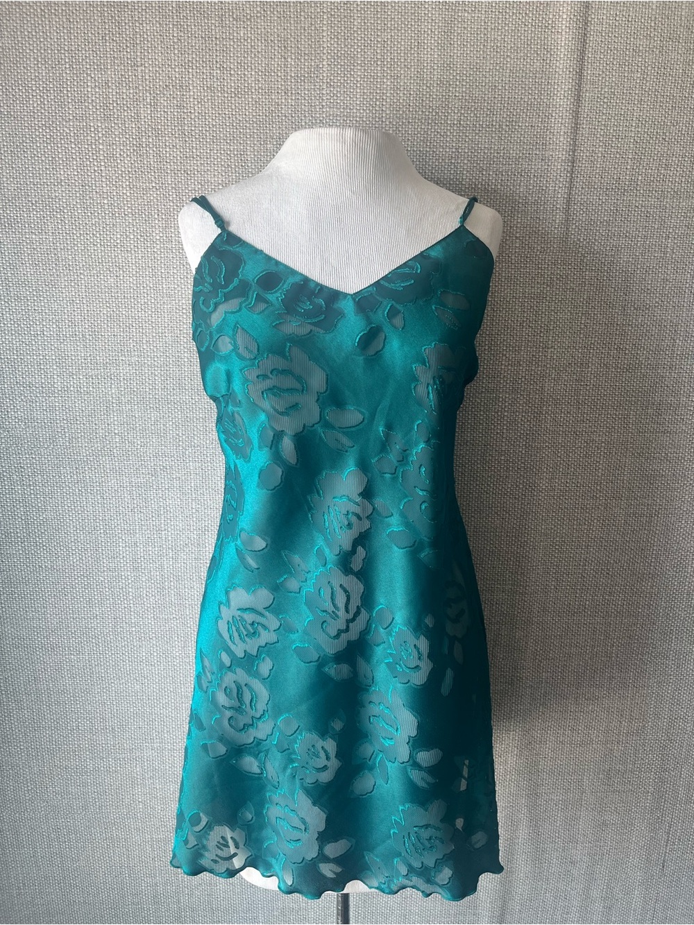 Victoria's Secret Teal Floral Satin Slip Dress